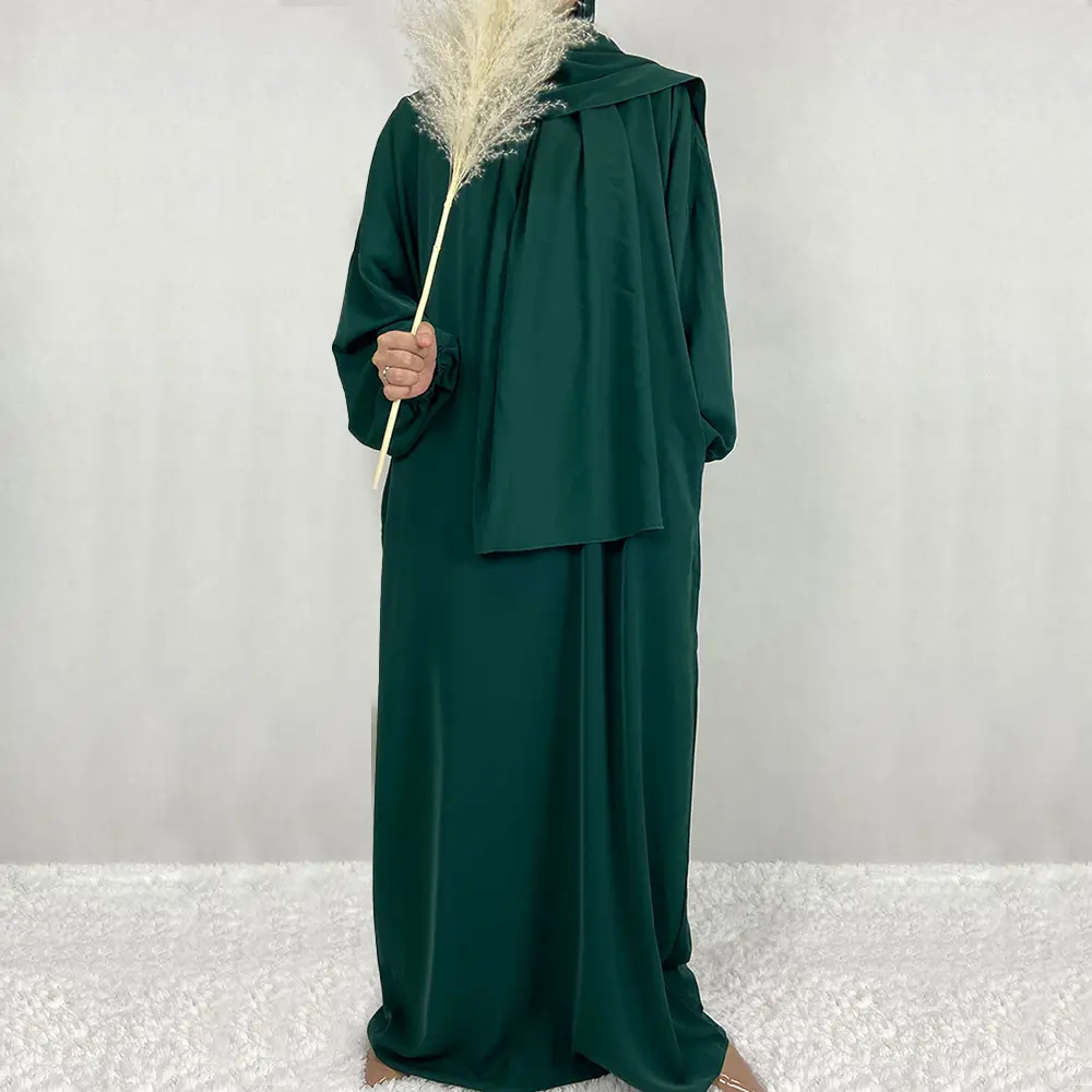 The Cloud Nida Hooded Abaya -REF2057- Dark Green
