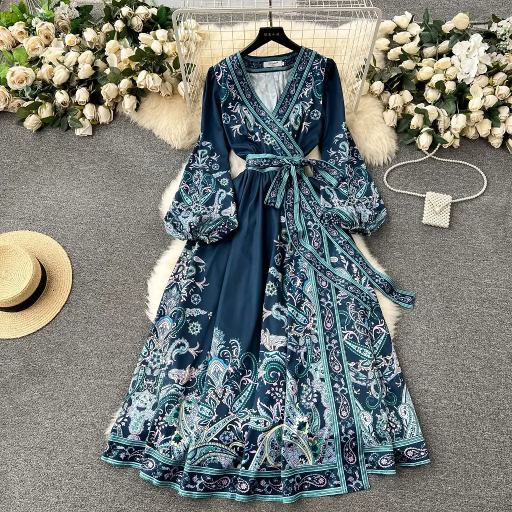 Paisley Reverie Dress - Azure