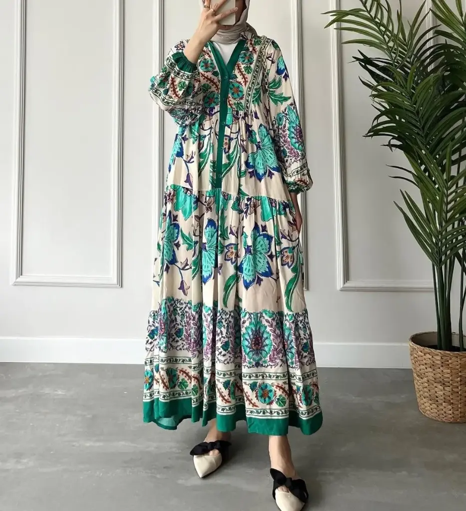 Petal Drift Dress - Emerald Garden (S)