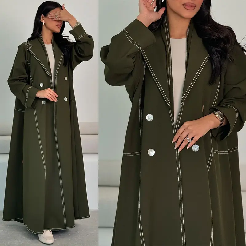 KAYRA Open Abaya Coat – Olive (S)