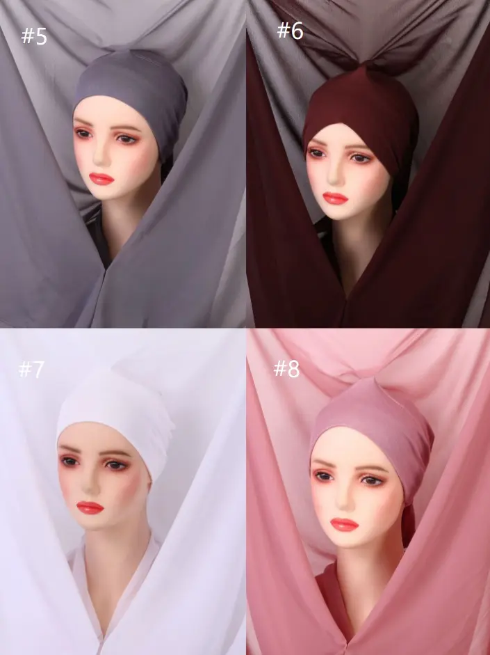 INSTANT READY Hijab Set - Burgundy - Ref6