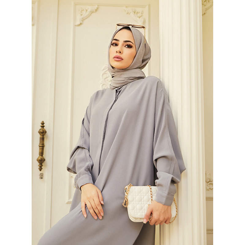 Long Dress - Batsleeve - Grey