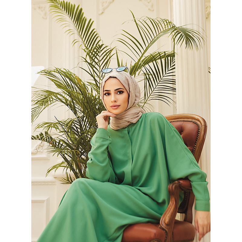 Long Dress - Batsleeve - Green
