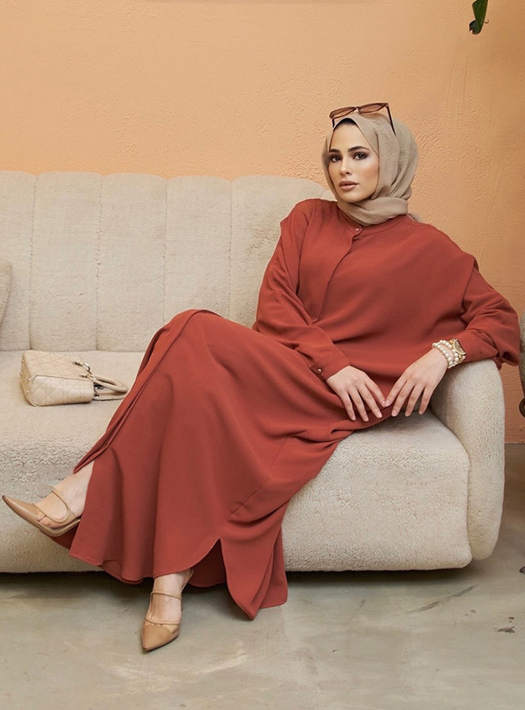 Long Dress - Batsleeve - Rusty