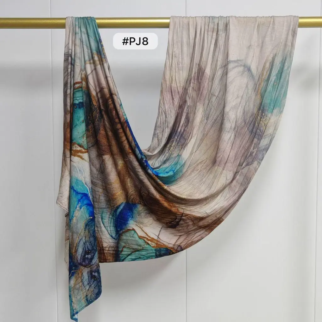 PJ8 - Printed Premium Jersey Cotton - Aqua Terra