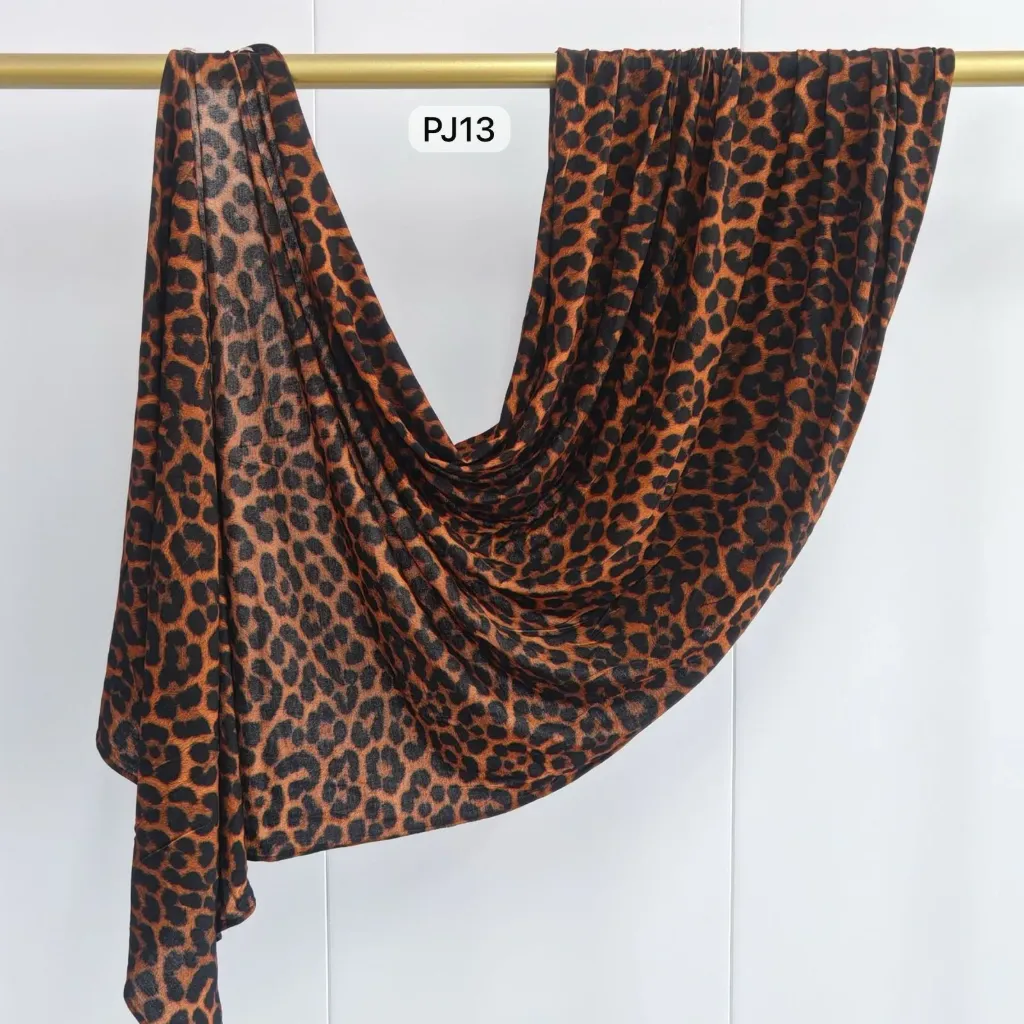 PJ13 - Printed Premium Jersey Cotton - Caramel Leopard