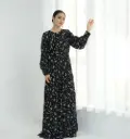 LR855 - Black Bloom Chiffon Dress
