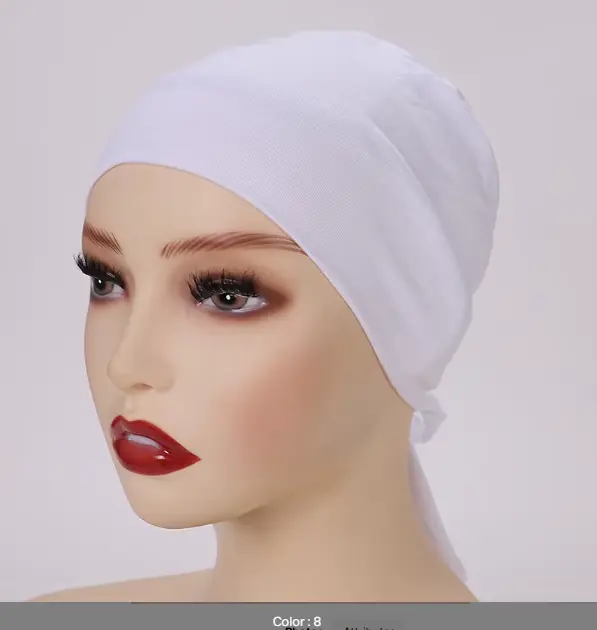 [TBU8] TBU8 - Tie-Back Cotton Undercap - White