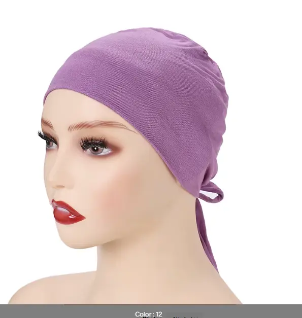 [TBU12] TBU12 - Tie-Back Cotton Undercap - Purple