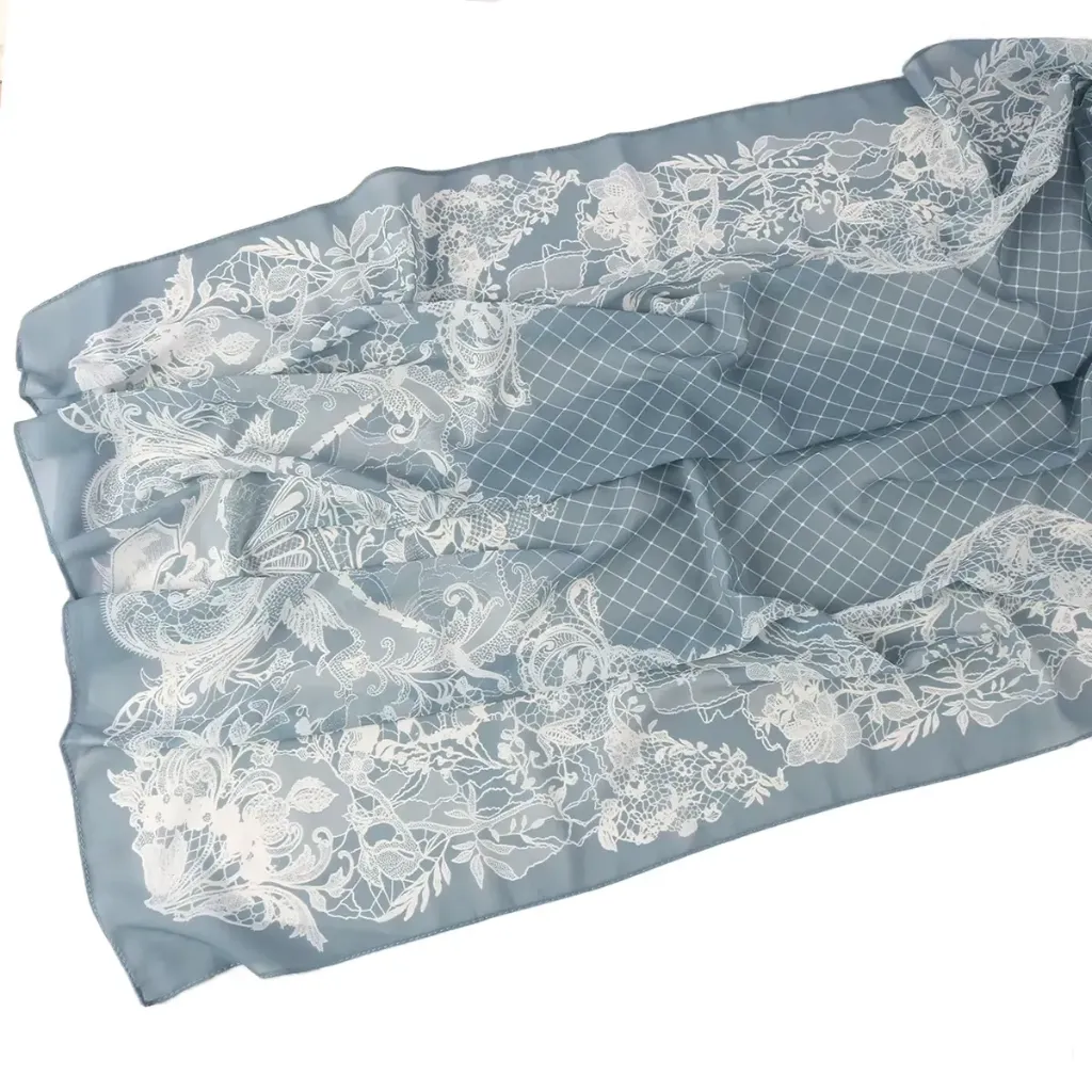 Slate Mist Printed Hijab - CP92