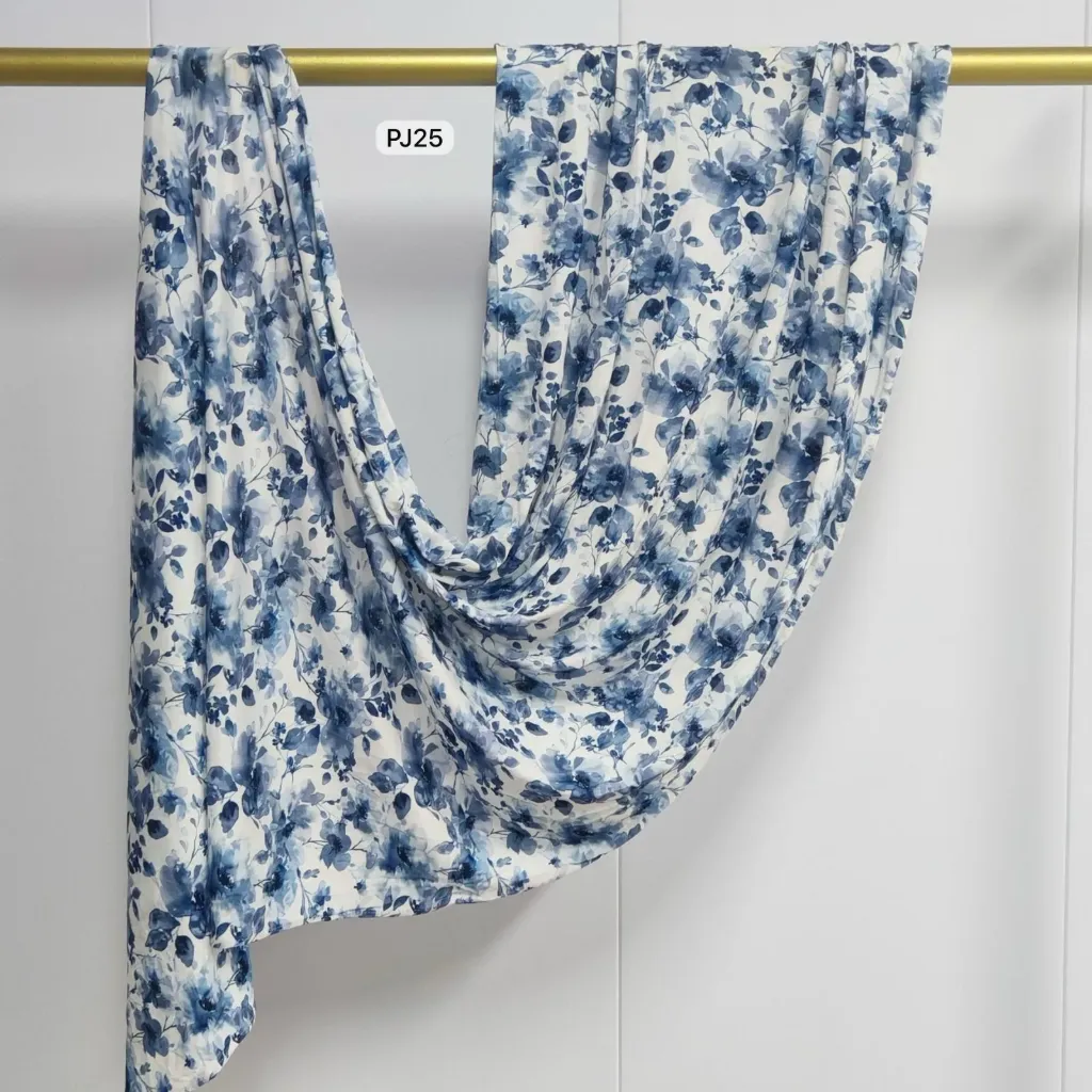 PJ25 - Printed Premium Jersey Cotton - Blue Garden