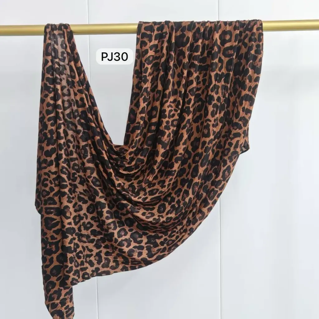 PJ30 - Printed Premium Jersey Cotton - Cocoa Leopard