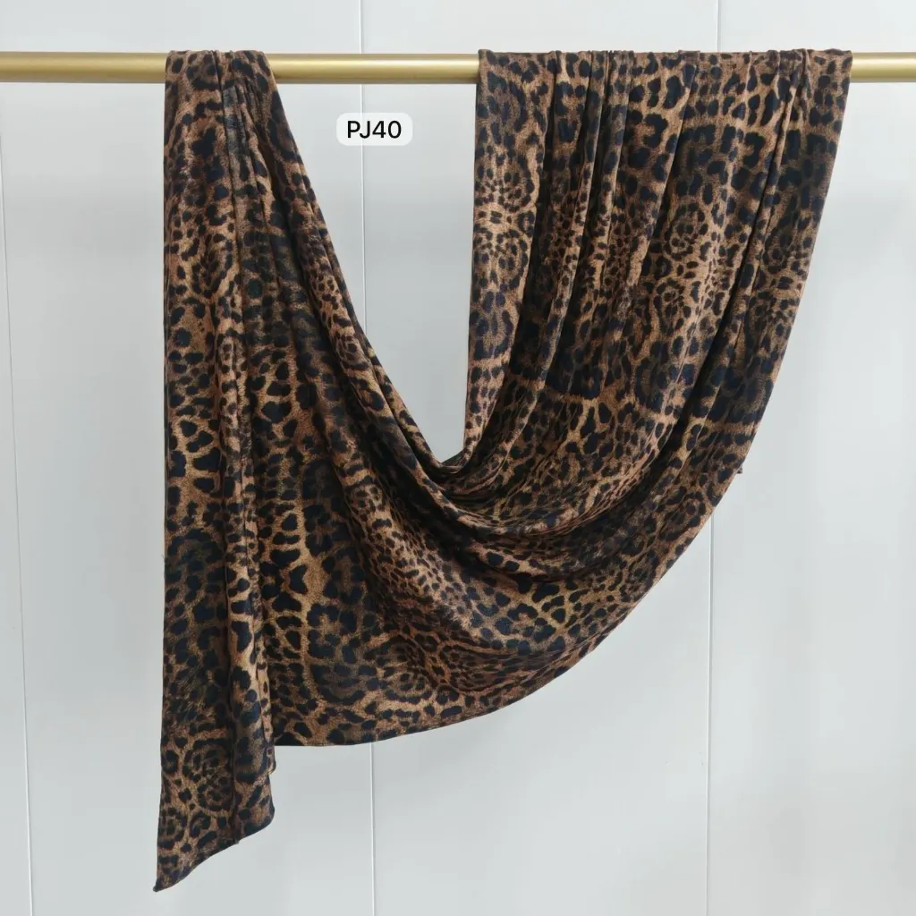 PJ40 - Printed Premium Jersey Cotton - Walnut Leopard
