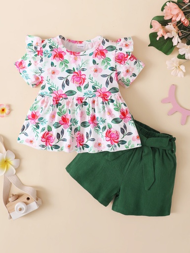 [12110058-1] Floral Flutter Shorts Set