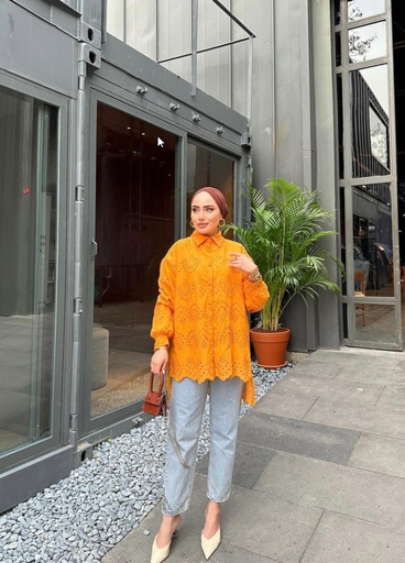 1351-Marigold Blosson Eyelet Blouse
