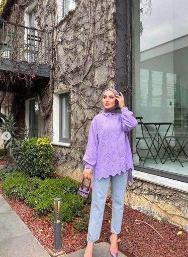 1351-Lavender Blossom Eyelet Blouse
