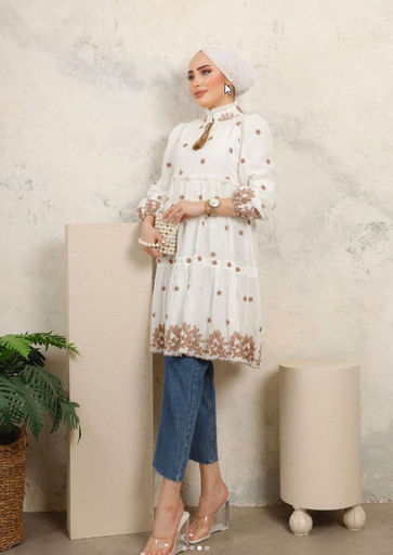 1382-Golden Floral Grace Tunic
