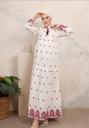 1381-Burgundy Bloom Dress
