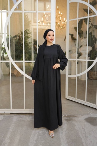 1801-Cotton Aura Black Dress  