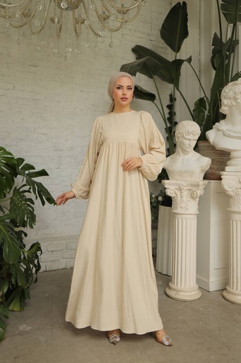 1801-Cotton Aura Cream Dress  