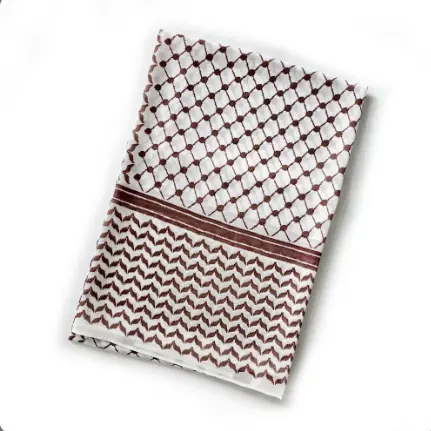 Keffiyeh Chiffon Hijab - Red Wine