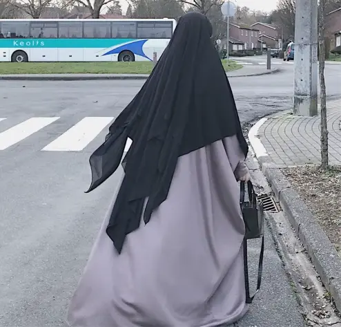 Layered Elegance Khimar - Black