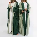  Junaynah Reversible Linen Abaya - Forest & Olive