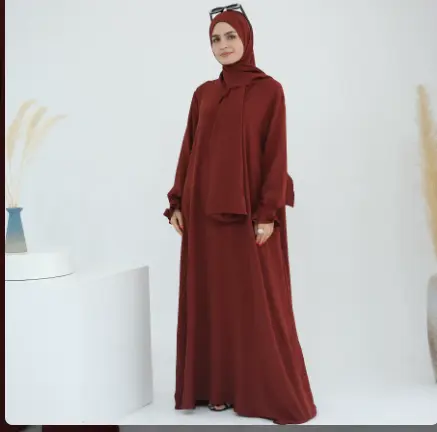 Amira Élégance Hoodie Abaya - Rust Red