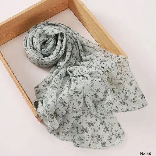 [PH46] Printed Hijab - Mint Blossom PH46