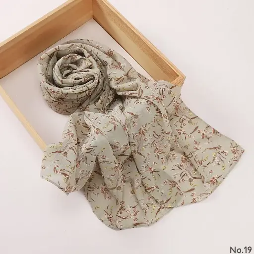 [PH19] Printed Hijab - Sage Blossom PH19