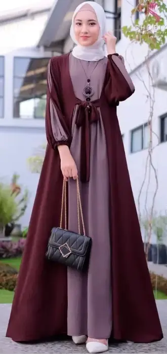 Elara Luxe Abaya - Plum 