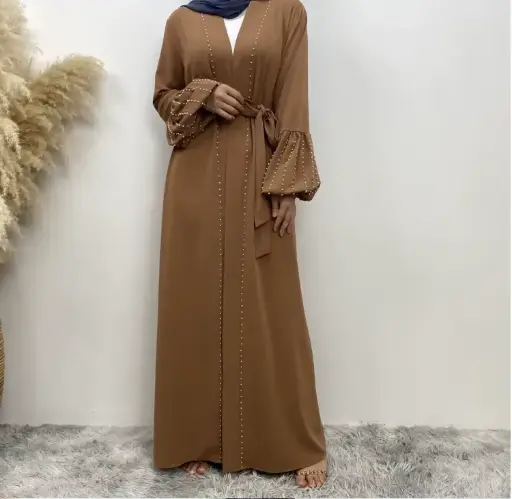 PearlGrace Abaya Collection – Golden Brown