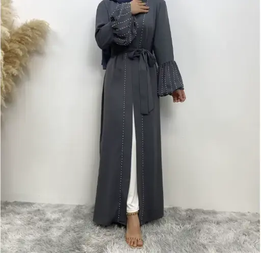 PearlGrace Abaya Collection – Slate Grey