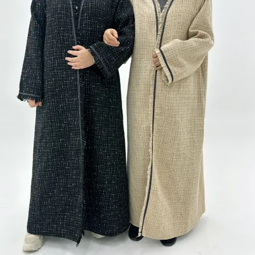 Tweed Luxe Abaya – Noir