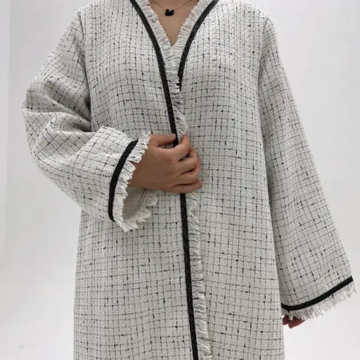Tweed Luxe Abaya – Snow