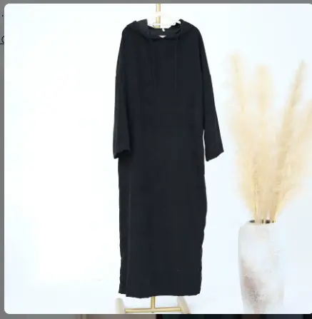Abaya à Capuche - Noir Velouté