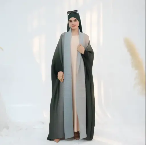 Ombre Pleated Abaya Collection - Green (LR960)