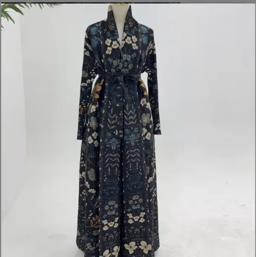 [LR989] Elysian Pleated Abaya – LR989 Midnight Garden