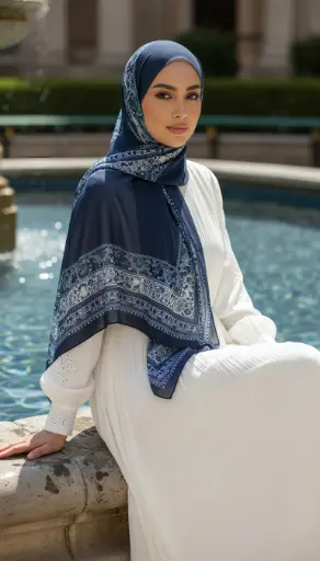 [CP-2] Indigo Garden Printed Hijab - CP2