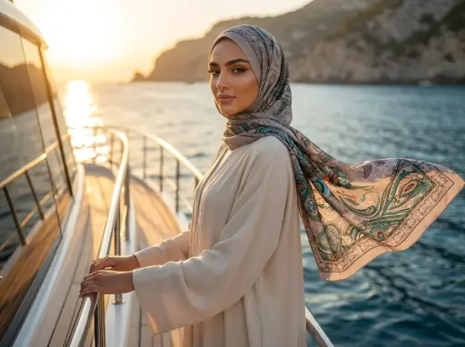 [CP32] Sahara Teal Printed Hijab - CP32