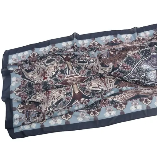 [CP57] Navy Bordeaux Printed Hijab - CP57