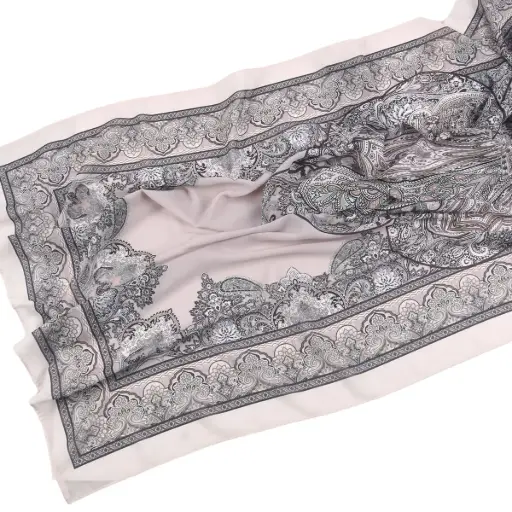 [CP6] Ivory Filigree Printed Hijab - CP6