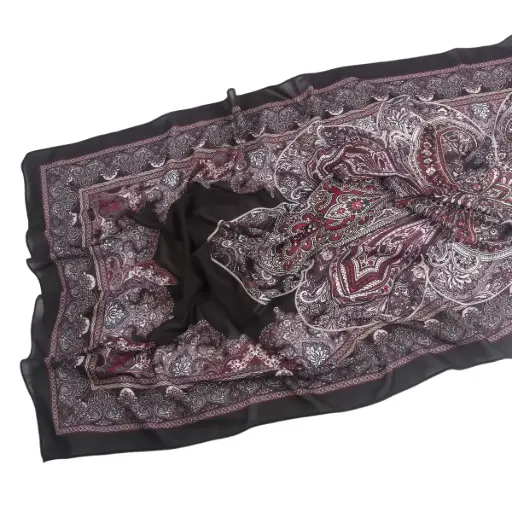 [CP15] Noir Burgundy Printed Hijab - CP15