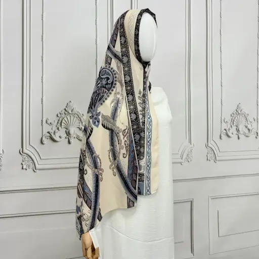[CP79] Cream Sapphire Printed Hijab - CP79