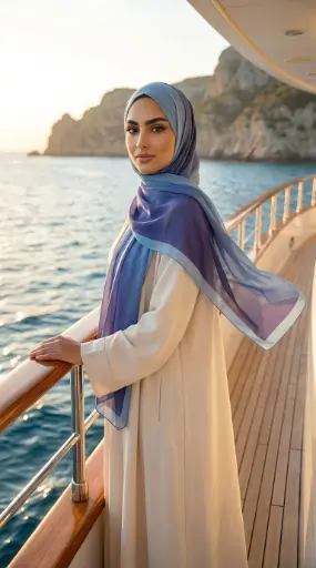 Blue Haze Printed Hijab - CG24