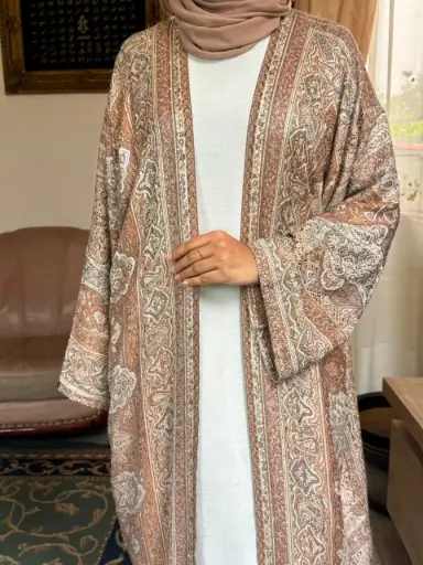 [Peach Blossom Pashmina Abaya] Peach Blossom Pashmina Abaya