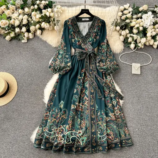 Paisley Reverie Dress - Emerald Heirloom