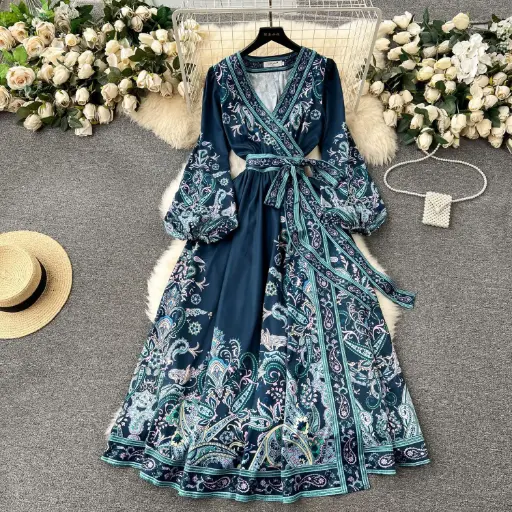 Paisley Reverie Dress - Azure