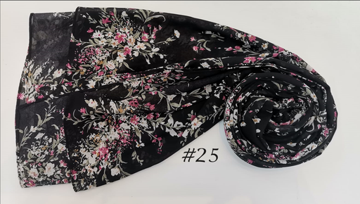 [25] Printed Hijab - Midnight Blooms