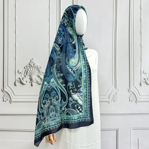 Olive Arabesque Printed Hijab - CP84